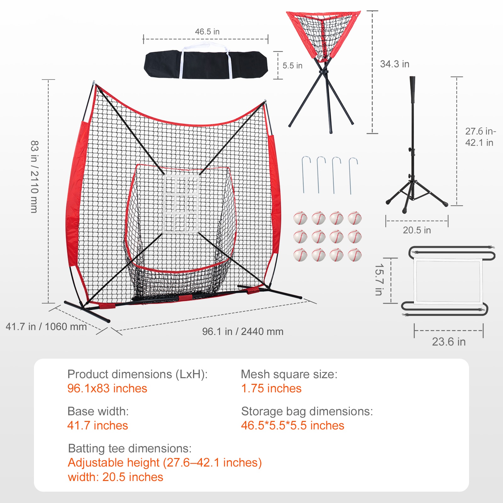 Baseball Softball Practice Net For Kids With Bow Frame And Tee_voghion.com